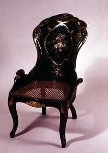 分体式手杖座椅和珍珠母贝装饰椅，c.1840-50（papier mache） 作者 英语学校